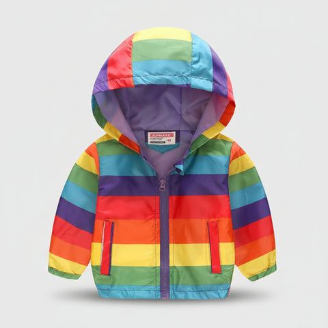 Rainbow Windbreaker Jacket with Hood