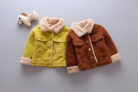 Warm Faux-Shearling Corduroy Jacket