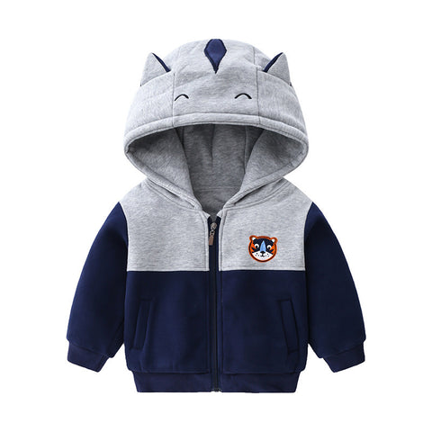 Cotton Zip Hoodie with Animal Ears