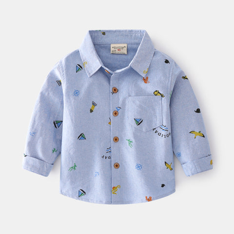Cotton Oxford Shirt Nautical Print