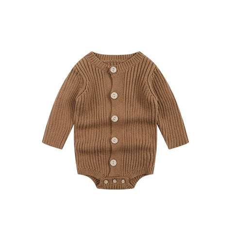 Cotton Knitted Bodysuit with Back Buttons