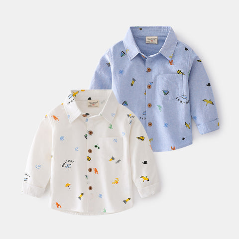 Cotton Oxford Shirt Nautical Print