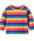 Colorful striped long-sleeve shirt on a white background