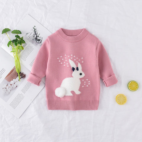 Cozy Knit Bunny Sweater Round Neck