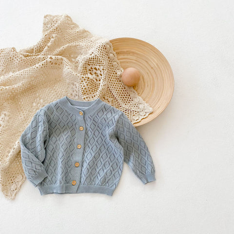 Charming Diamond Knit Cotton Cardigan