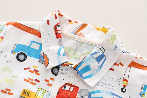 Shirt and Shorts Construction Vehicle Print Set