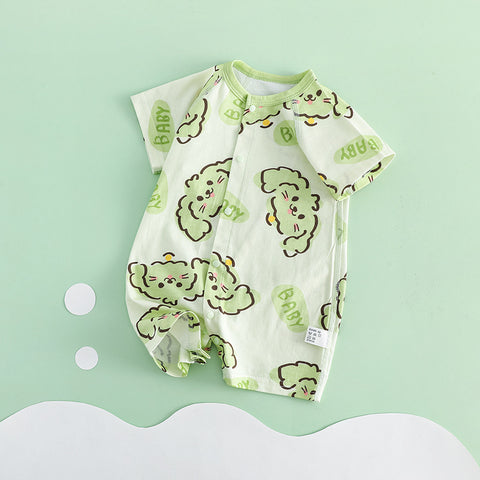 Baby outfit with green and white design on a light green background