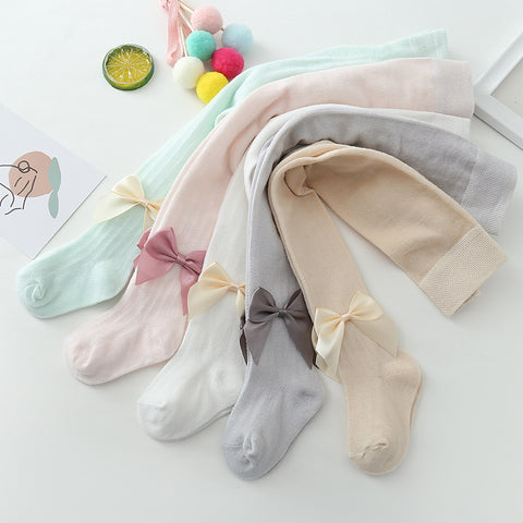 Elegant Cotton Bow-Tie Tights