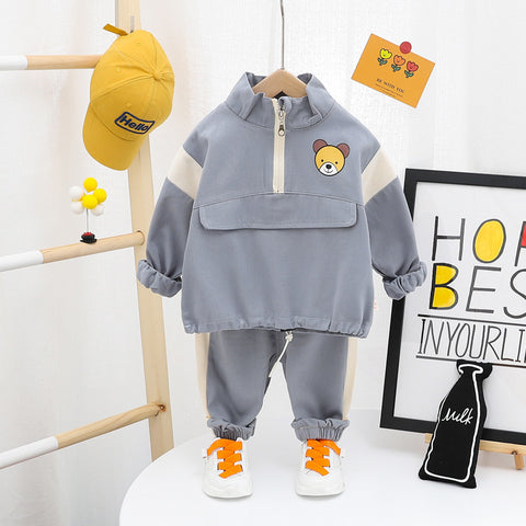 طقم جاكيت قطني مرح وبنطال رياضي