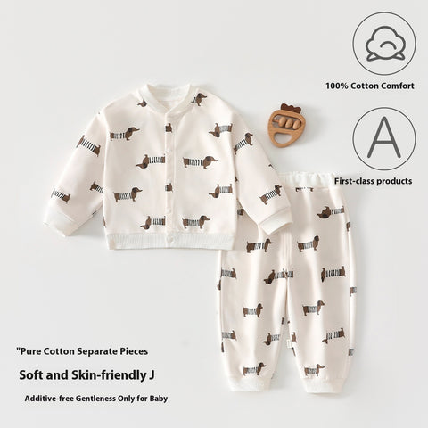 Pure Cotton Crescent Cardigan and Pants Set