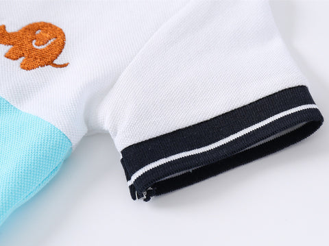 Playful Elephant Embroidery Cotton Polo T-Shirt