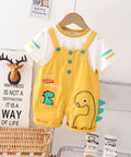 Fun Graphic Cotton T-Shirt and Suspender Shorts Set