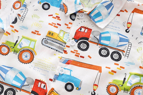 Shirt and Shorts Construction Vehicle Print Set