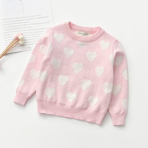 Charming Heart Design Knit Sweater