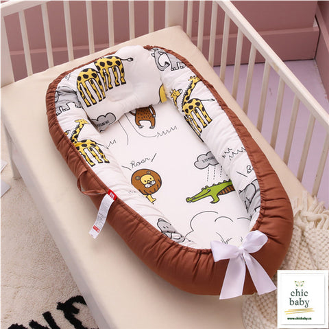Cotton Baby Nest with Crown Print