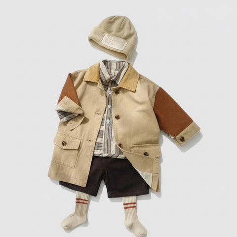 Corduroy Collar Twill Jacket