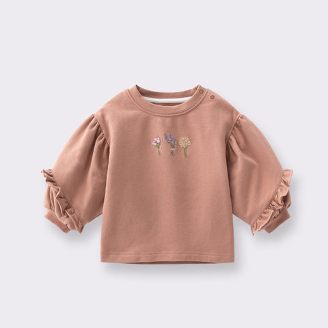 Cute Floral Embroidered Cotton Sweatshirt