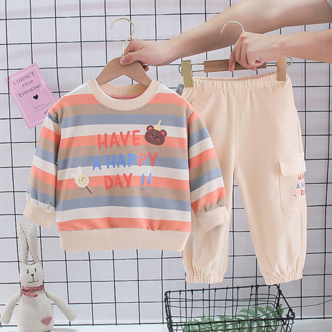 Multicolor Stripe Pullover and Jogger Set
