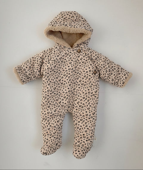 Mono de algodón suave con capucha y forro de terciopelo