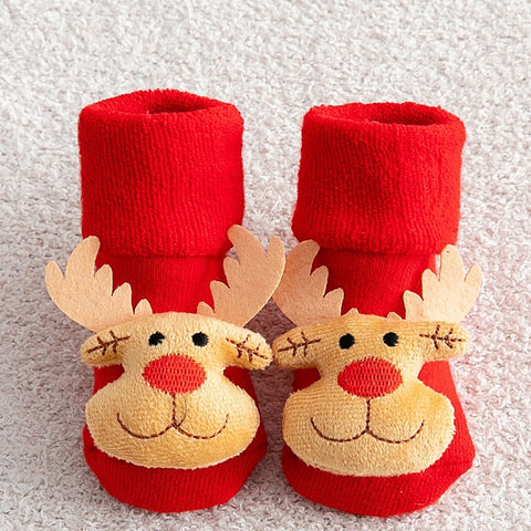 Cozy Cotton Socks 3D Reindeer Design