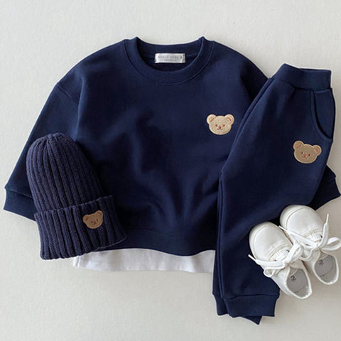 Embroidered Bear Sweatshirt and Pants Set