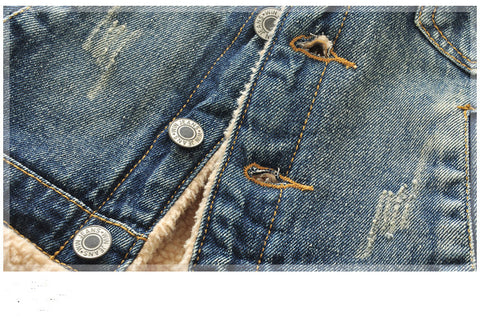 Giacca di jeans calda con fodera in pelliccia sintetica