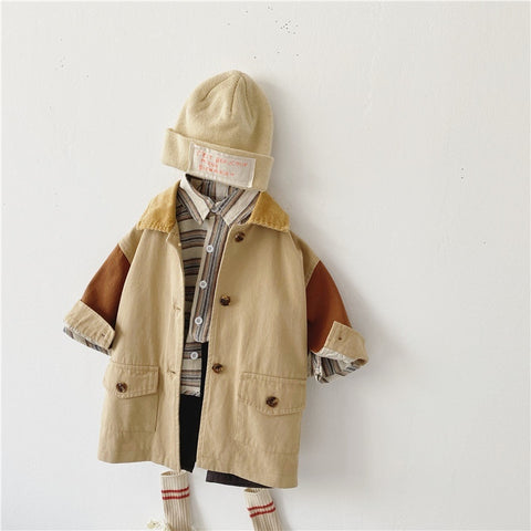 Corduroy Collar Twill Jacket