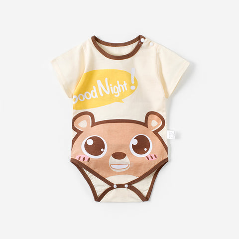 Baby onesie with a cartoon bear design and 'Good Night' text on a white background