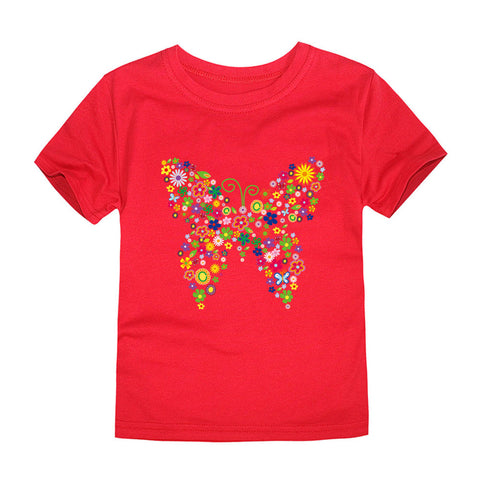Soft Cotton T-Shirt Butterfly Floral Print
