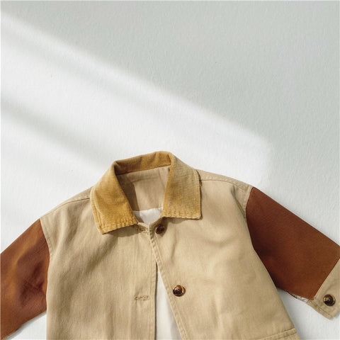 Corduroy Collar Twill Jacket