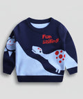 Children's sweater with dinosaur design and 'Fun Sailing' text 