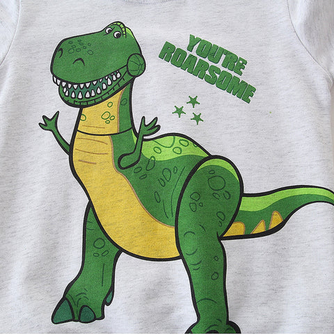 Cotton Sweatshirt with Dinosaur Print