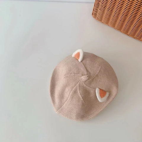 Cozy Wool Beret With Playful Ear Design