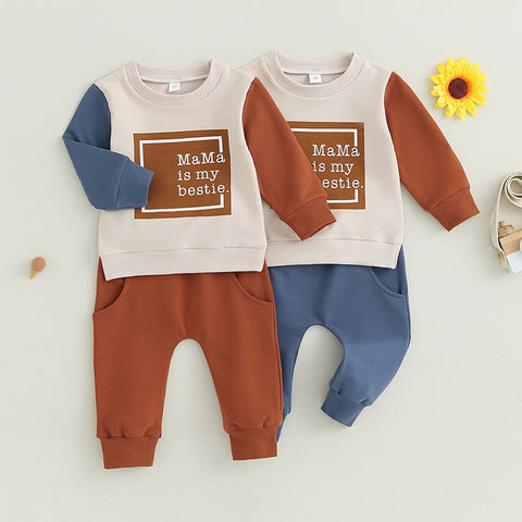 Letter Print Sweatshirt and Pants Set