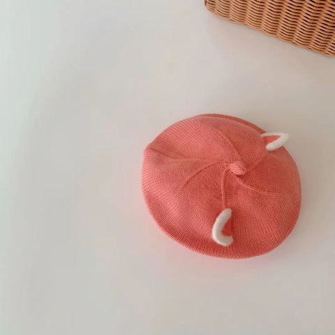 Cozy Wool Beret With Playful Ear Design