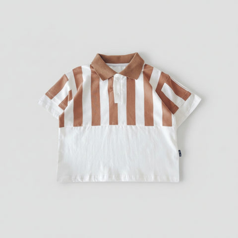 Sweat-absorbing Cotton Striped Polo T-Shirt