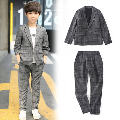Elegant Plaid Jacket and Pants Suit