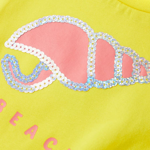 Cotton Shell Print Tie Hem T-Shirt