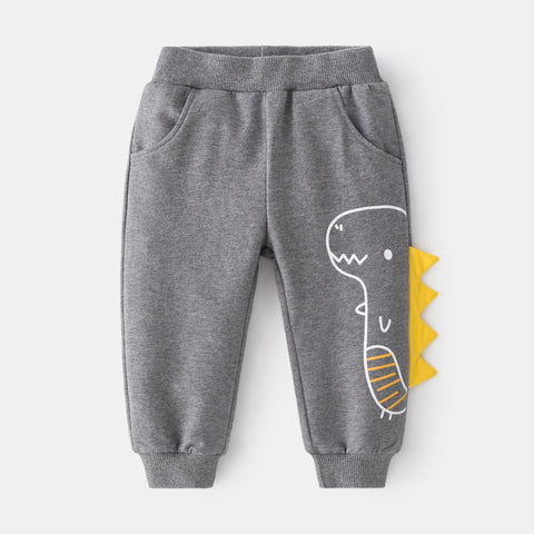 Fun Cotton Jogger Pants with 3D Dinosaur Spikes