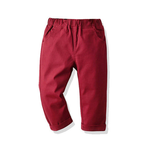 Red pants with a white stripe on a white background