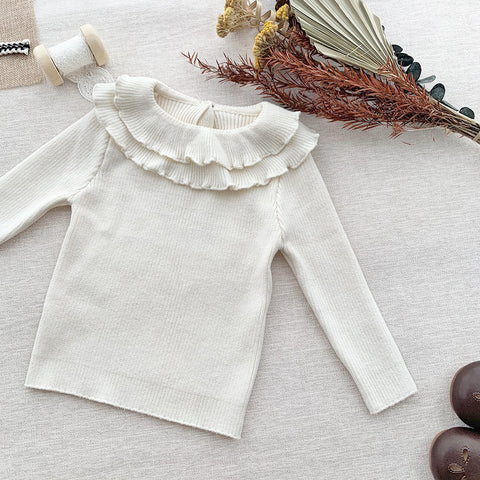 Elegant Cotton Ruffle Collar Blouse