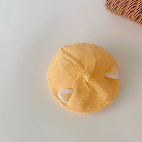 Cozy Wool Beret With Playful Ear Design