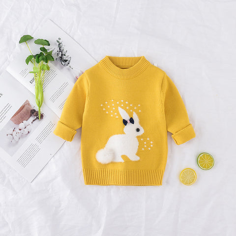 Cozy Knit Bunny Sweater Round Neck