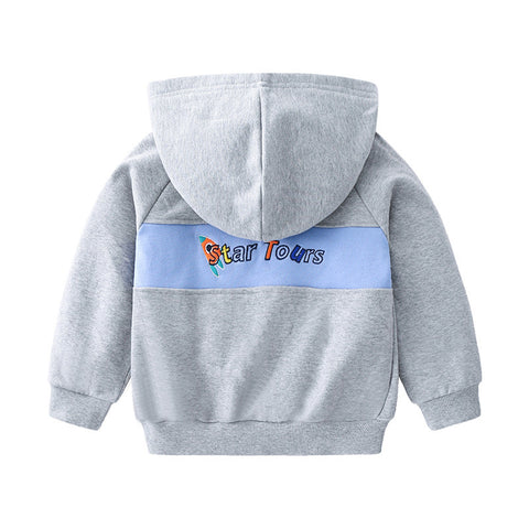 Strickjacke aus Baumwolle mit Reißverschluss und Raketenstickerei