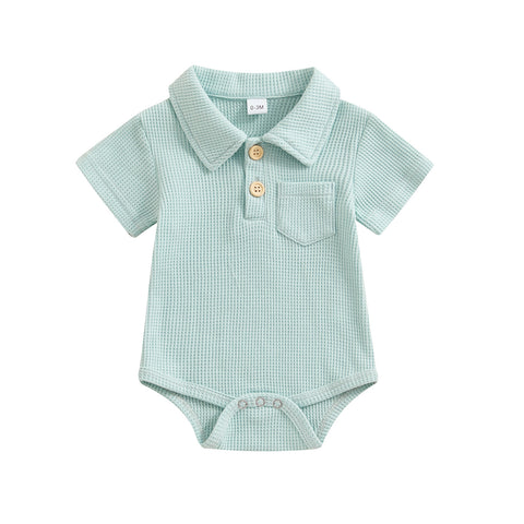 Bombažna polo majica z vaflji in lesenimi gumbi