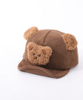Brown teddy bear hat with ears on a white background