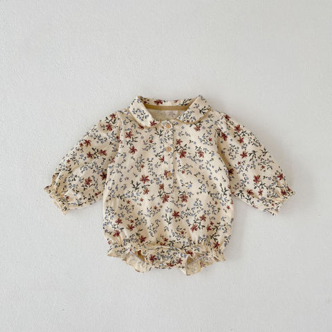 Delicate Vintage Floral Print Cotton Romper