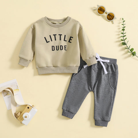Letter Print Sweatshirt and Jogger Set