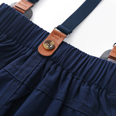 Charming Cotton Soft Shirt and Detachable Suspender Pants Set