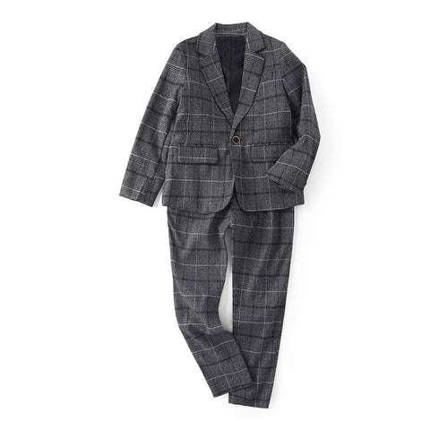 Elegant Plaid Jacket and Pants Suit